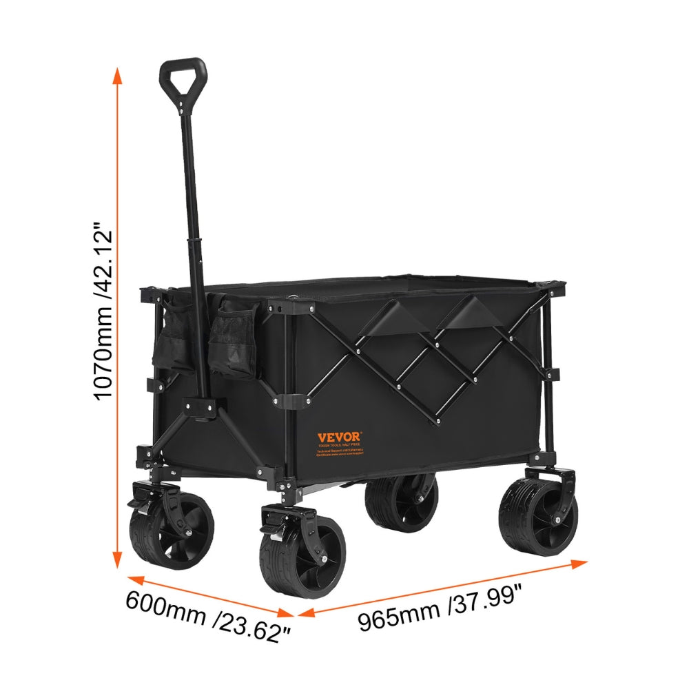 Collapsible Folding Wagon Beach Wagon Cart with All-Terrain Wheels Drink Holders_9