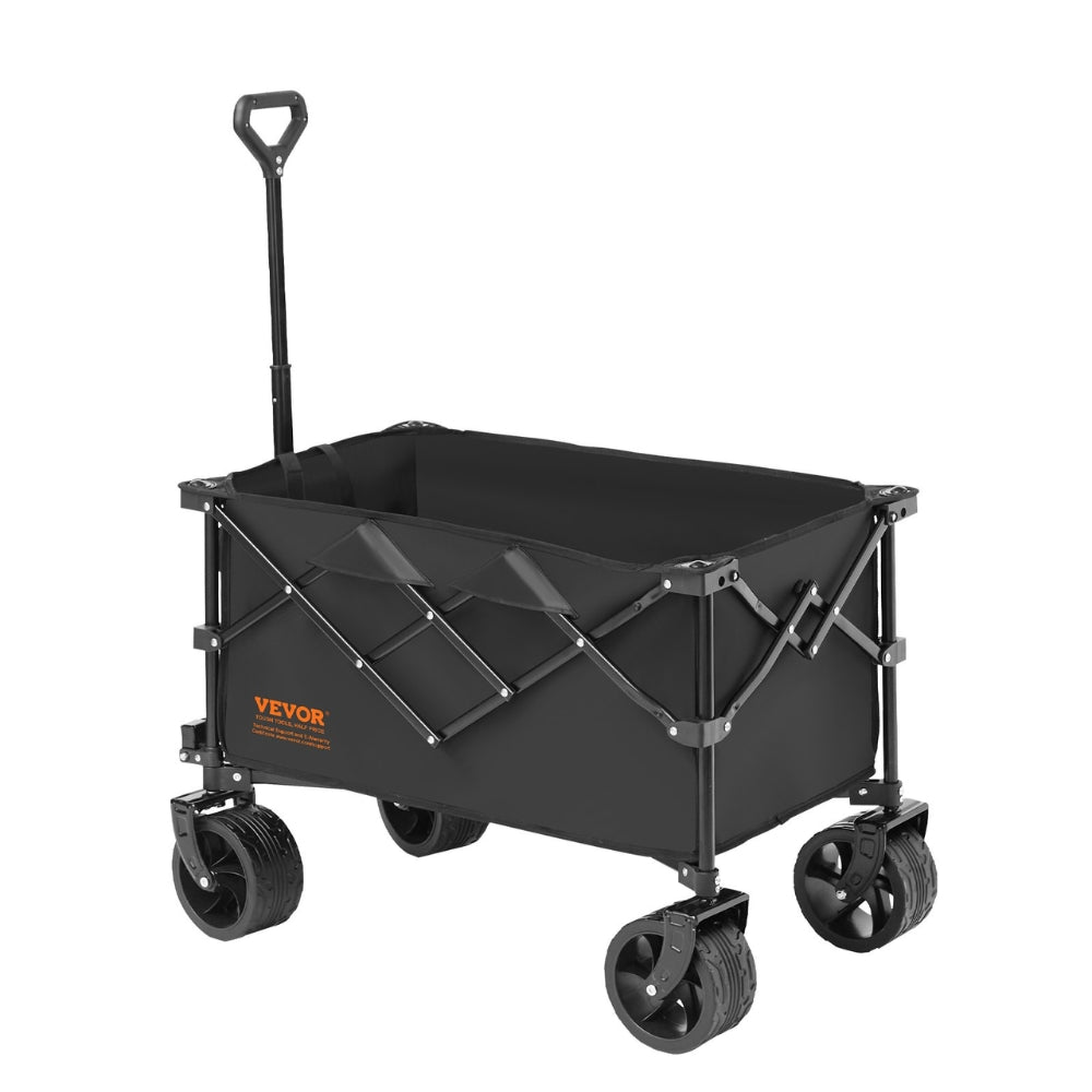 Collapsible Folding Wagon Beach Wagon Cart with All-Terrain Wheels Drink Holders_2