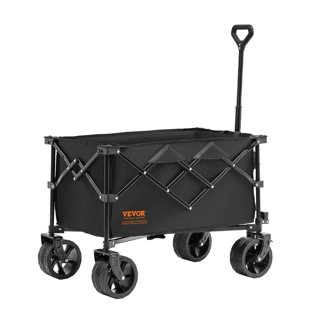 Collapsible Folding Wagon Beach Wagon Cart with All-Terrain Wheels Drink Holders_3