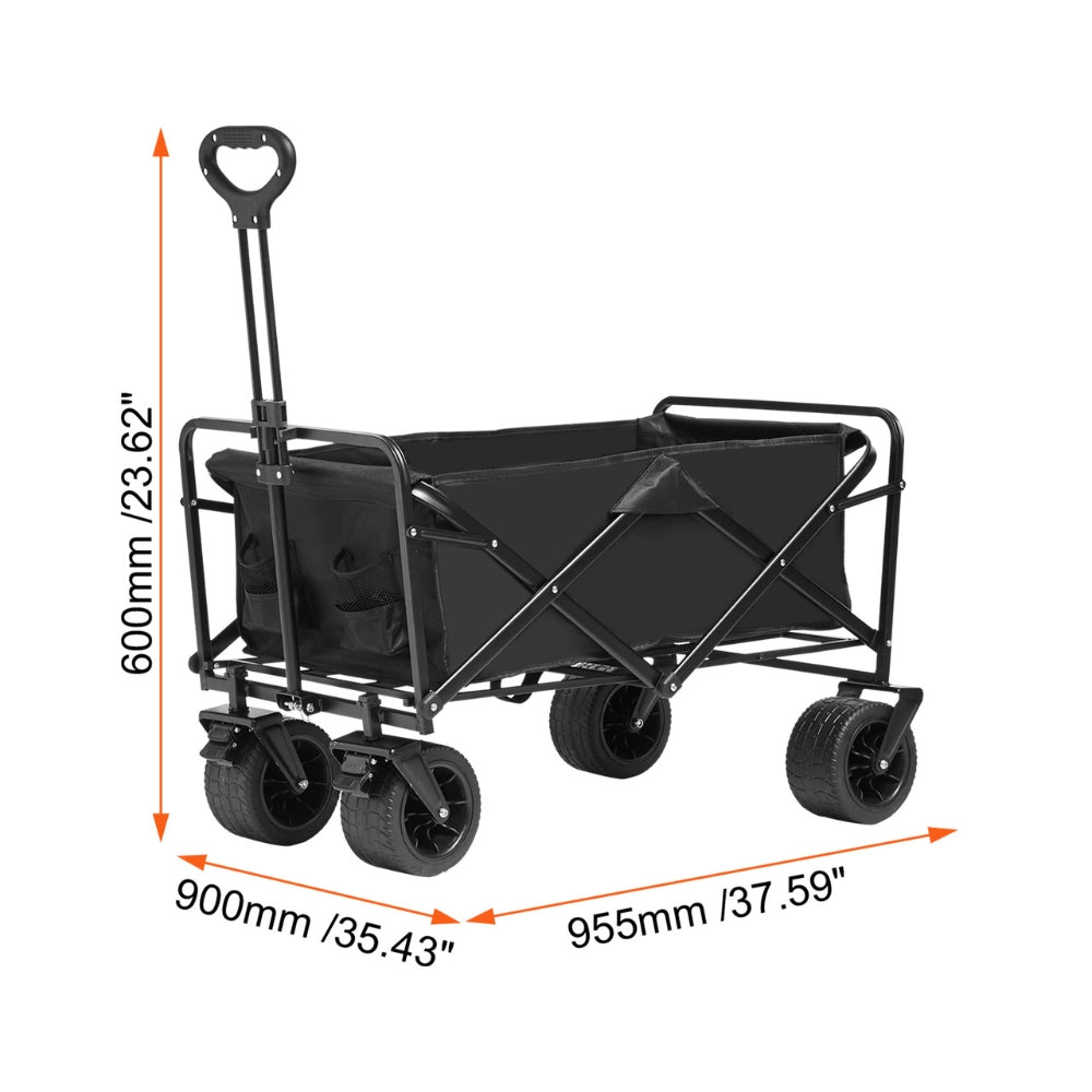 Collapsible Folding Wagon Beach Wagon Cart with All-Terrain Wheels Drink Holders_6